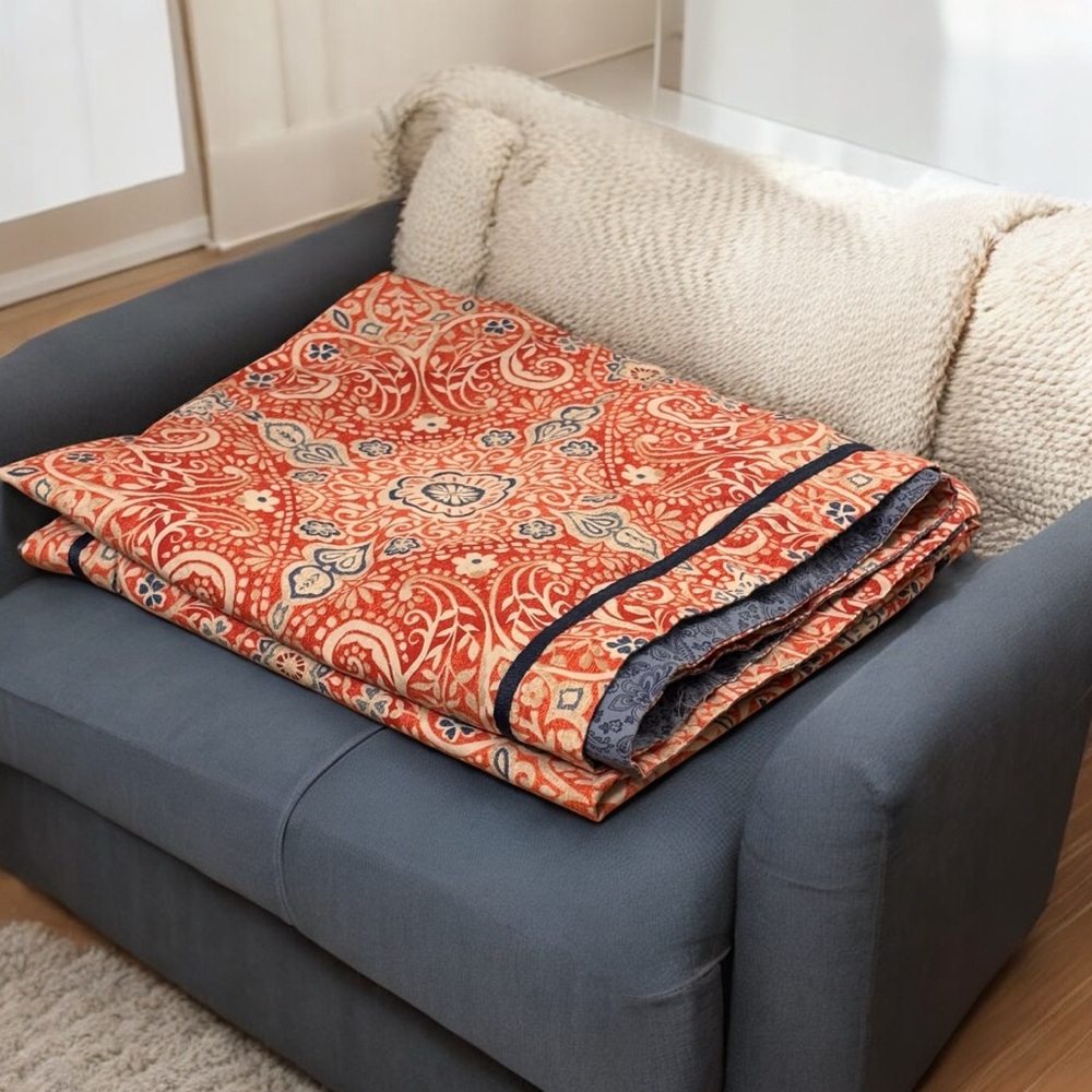 JC Penny Home 2 Pillow Sham- Standard- Boho Paisley Orange Blue RN 93677 Cotton